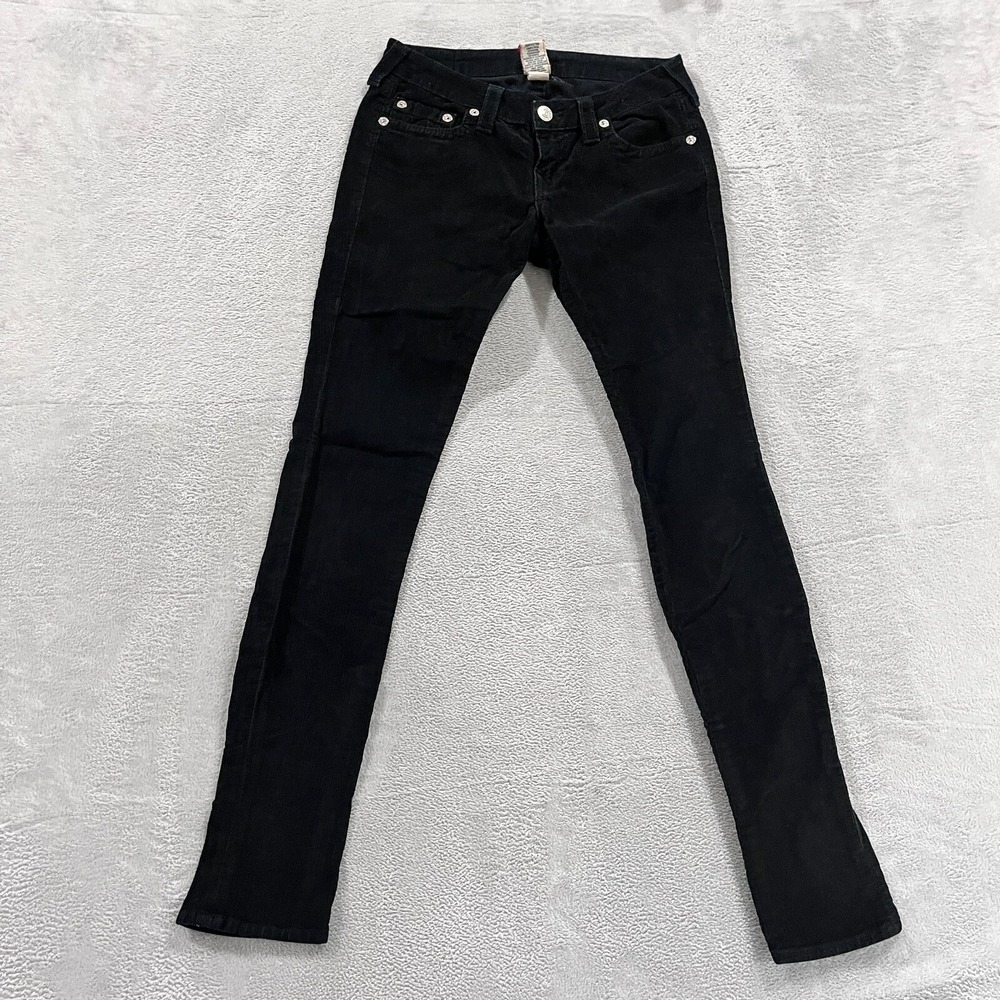 True Religion Pants Womens 27 Skinny Corduroy Low Rise‎ Black Ribbed